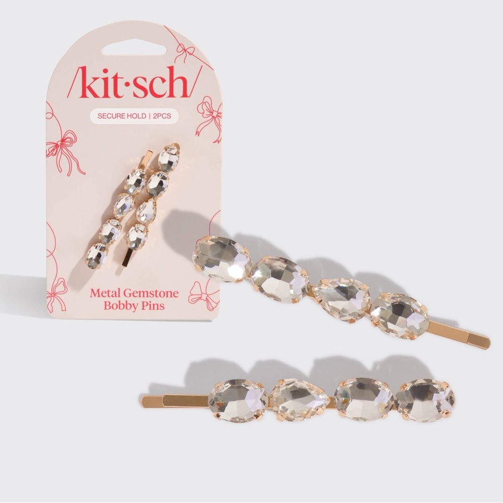 2 Piece Holiday Gemstone Bobby Pins